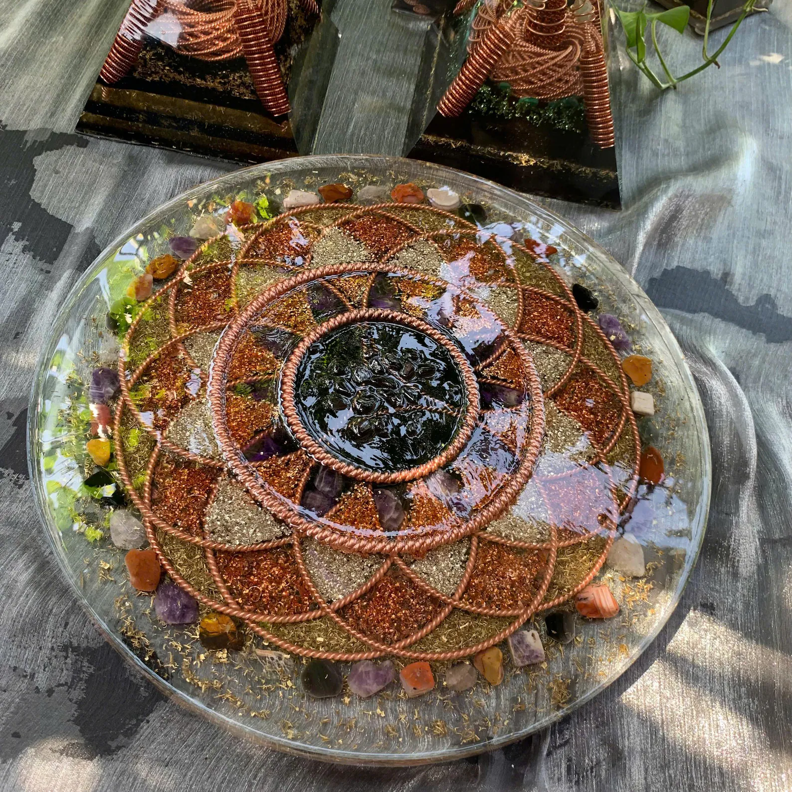Large Orgonite Energy Plate – 36cm, EMF Protection